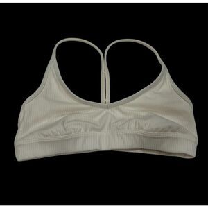 Alo Yoga Ribbed Sports Bra White Ivory Size Small Minimalist Activewear